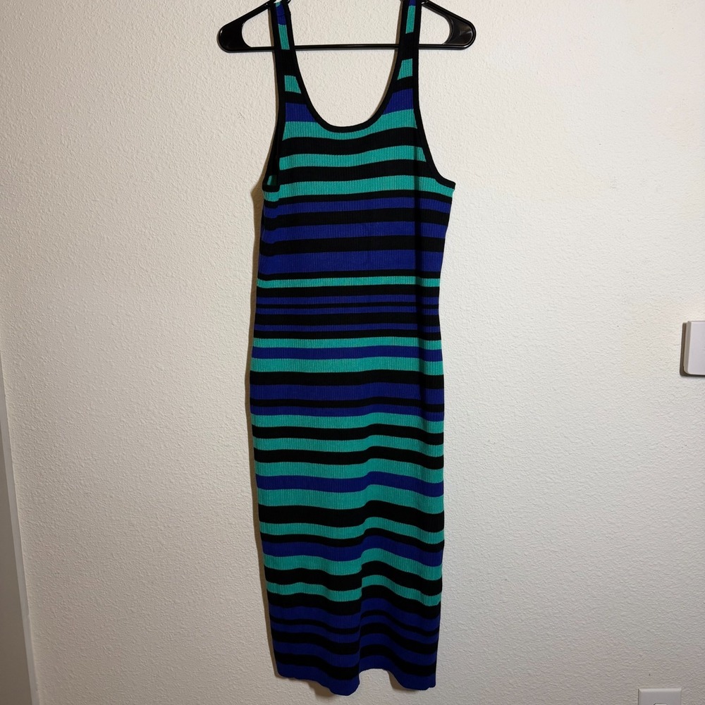 Bold Elements Cut To Curve Bodycon Dress Womens Large Multicolor Striped Knit
